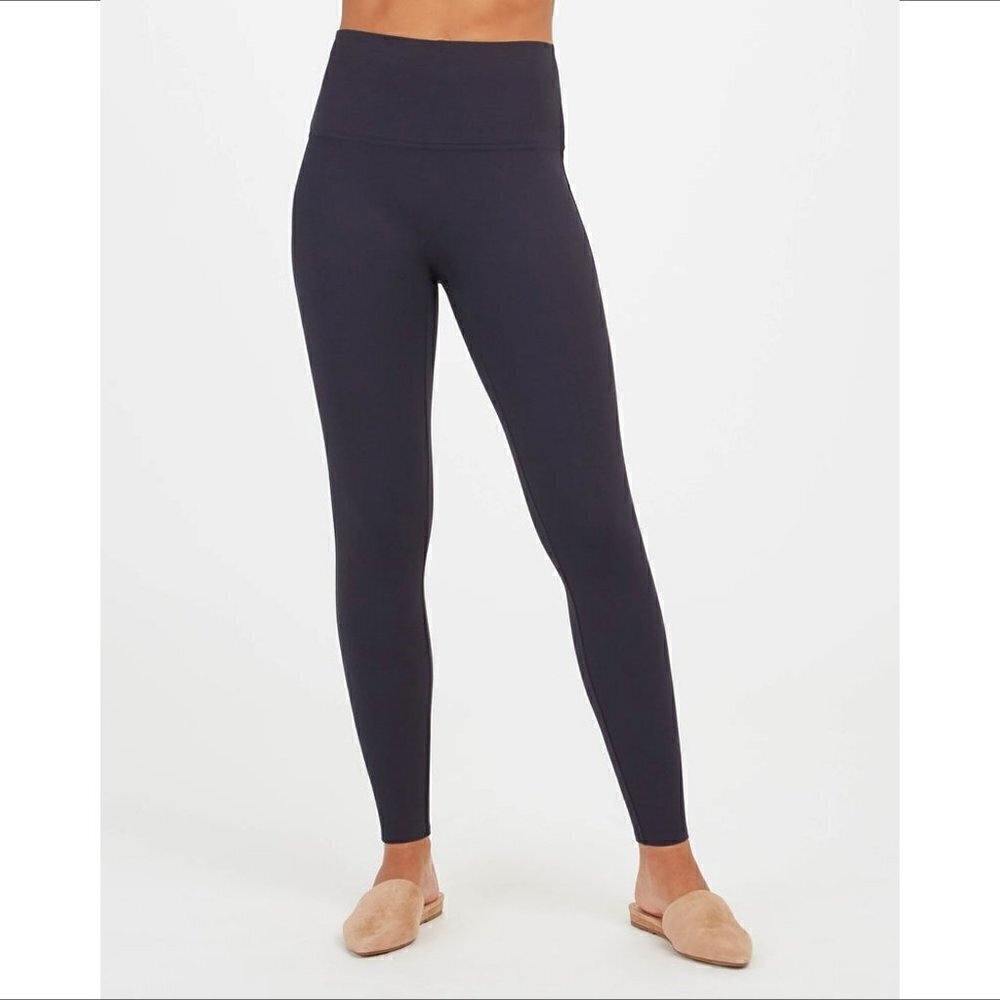 Spanx Ponte knit ankle leggings pants classic navy blue new Medium 6 8